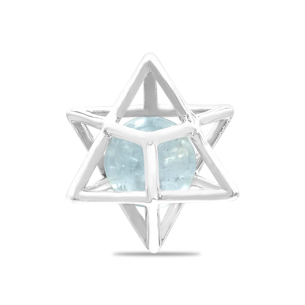 Starborn Merkabah Cage Gemstone Sphere with Sterling Silver Pendant and Chain