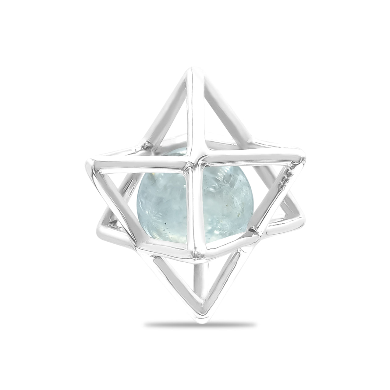 Starborn Merkabah Cage Gemstone Sphere with Sterling Silver Pendant and Chain
