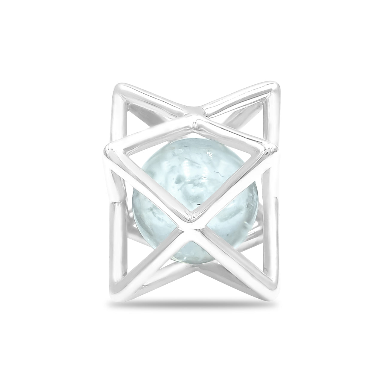 Starborn Merkabah Cage Gemstone Sphere with Sterling Silver Pendant and Chain