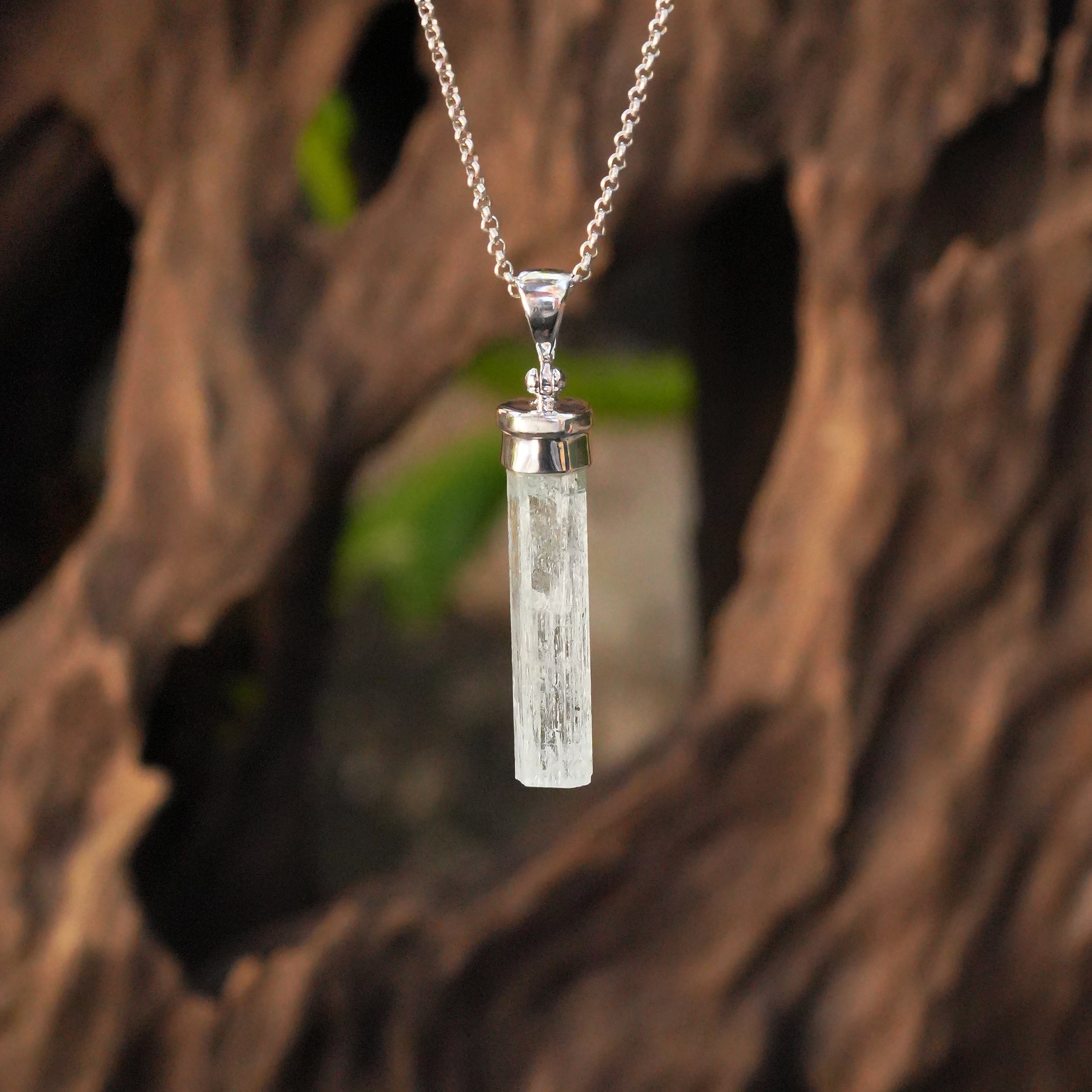 Starborn Aquamarin Kristall Verschluss-Anhänger in Sterlingsilber