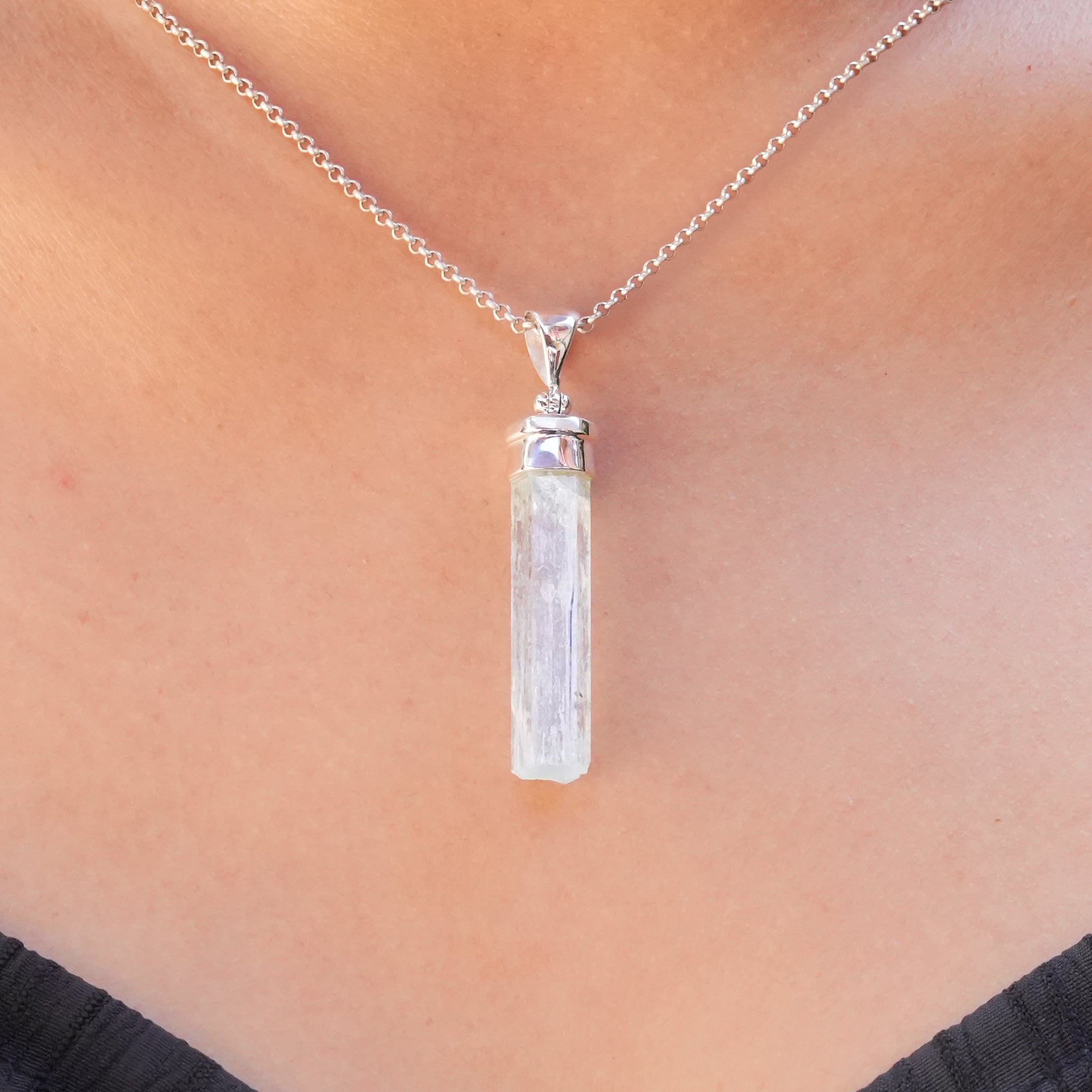 Starborn Aquamarin Kristall Verschluss-Anhänger in Sterlingsilber