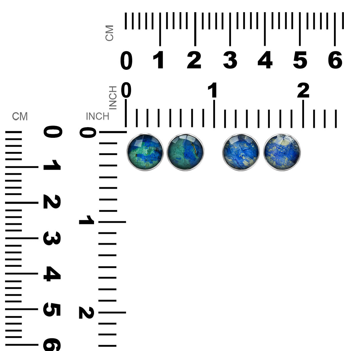 Faceted Azurite Malachite Round 10mm Post Earrings