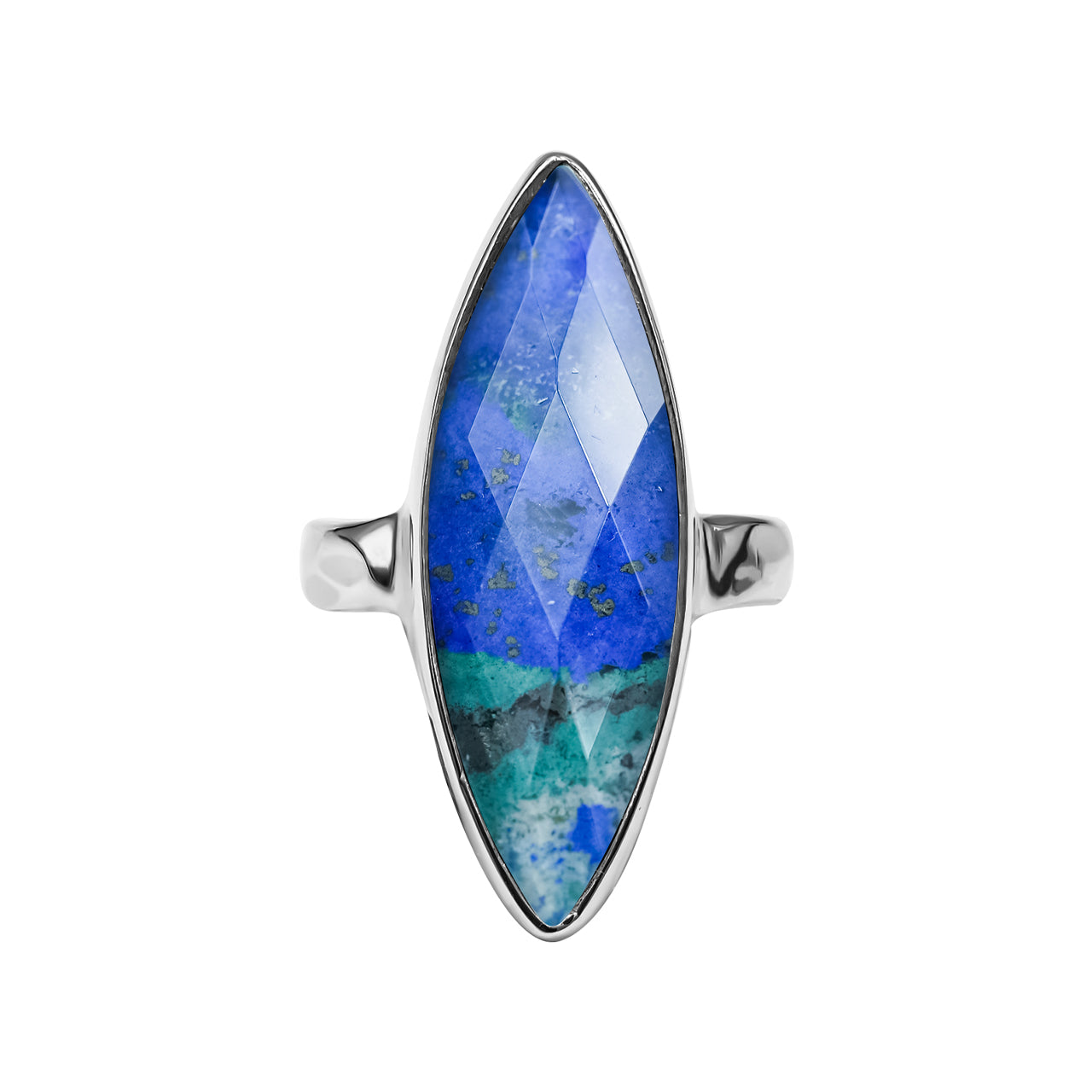 Starborn Azurite Malachite Marquise Ring in Sterling Silver
