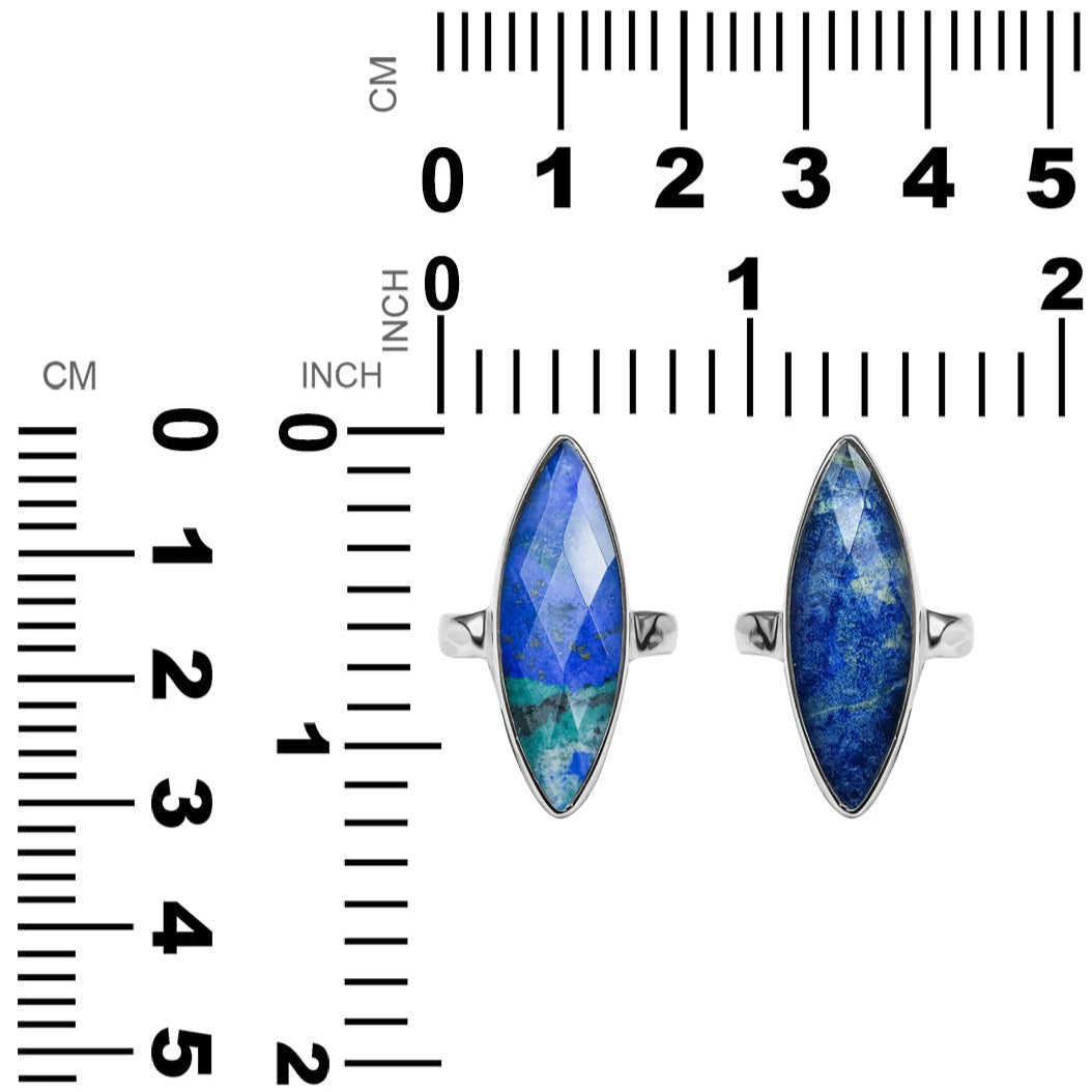 Starborn Azurite Malachite Marquise Ring in Sterling Silver