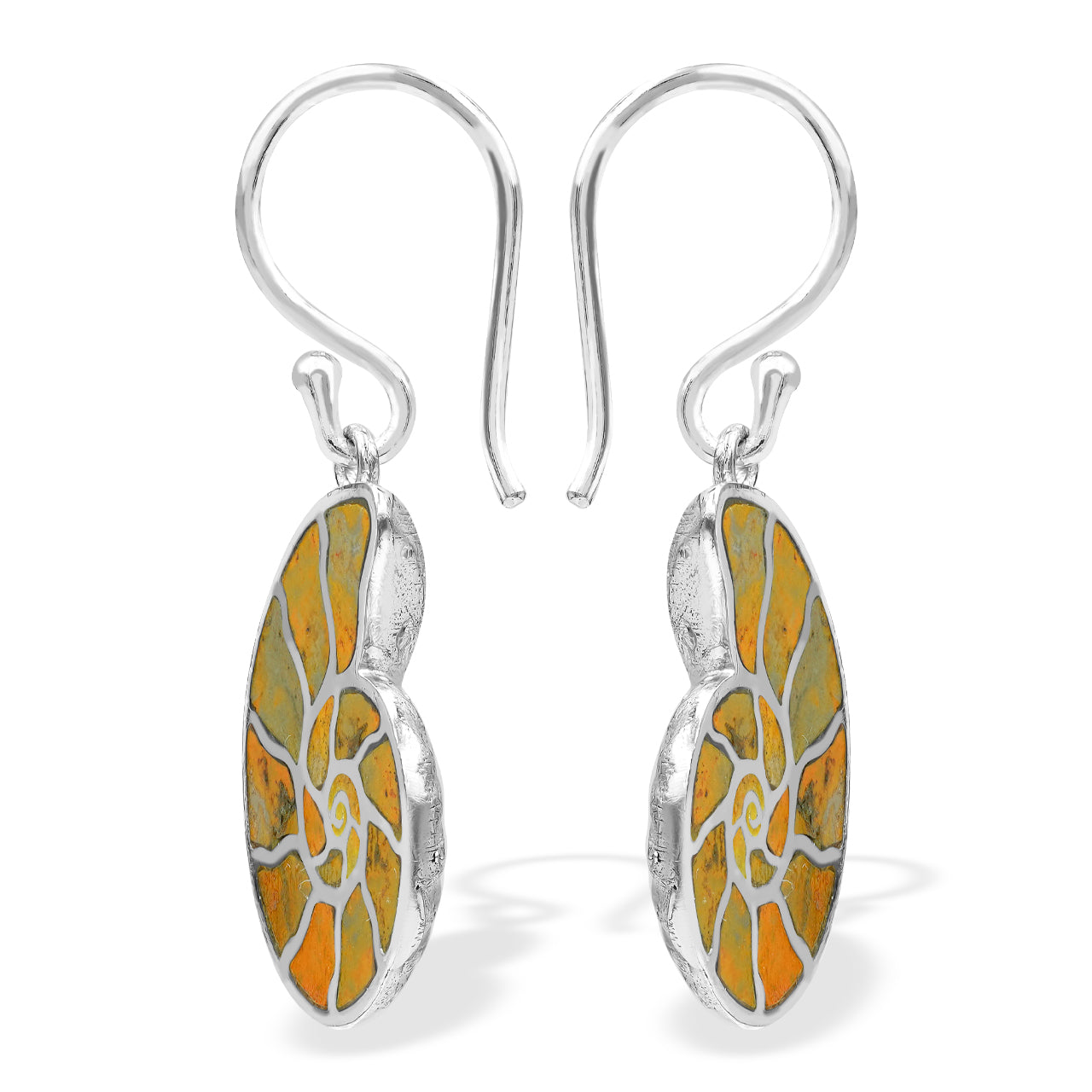 Starborn Ohrring aus Sterlingsilber mit Nautilus-Ammonit und Edelsteineinlage, klein