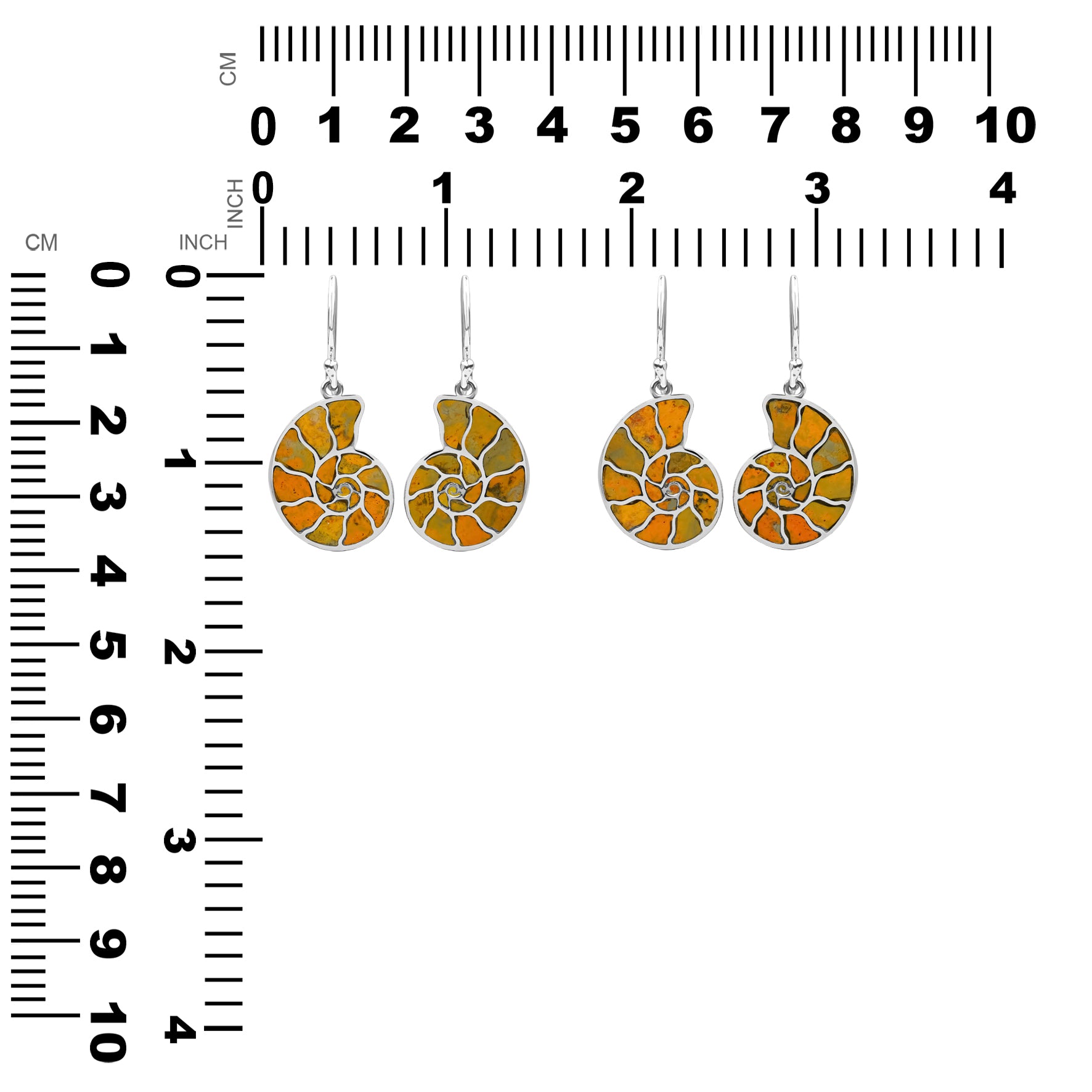 Starborn Ohrring aus Sterlingsilber mit Nautilus-Ammonit und Edelsteineinlage, klein