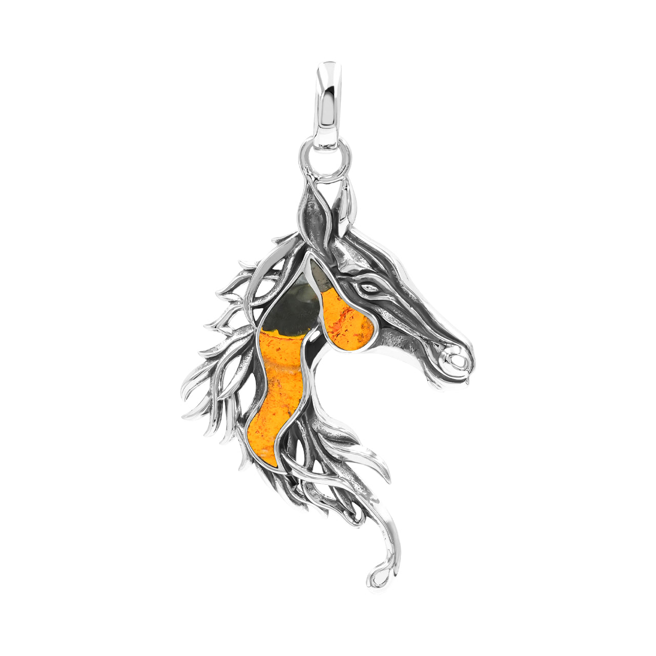 Starborn Bumblebee Jasper Horse Head Pendant in Sterling Silver