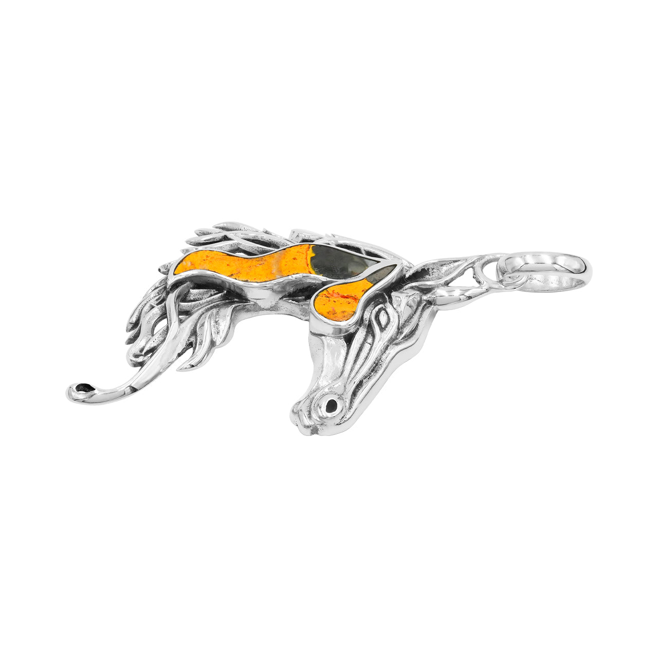 Starborn Bumblebee Jasper Horse Head Pendant in Sterling Silver