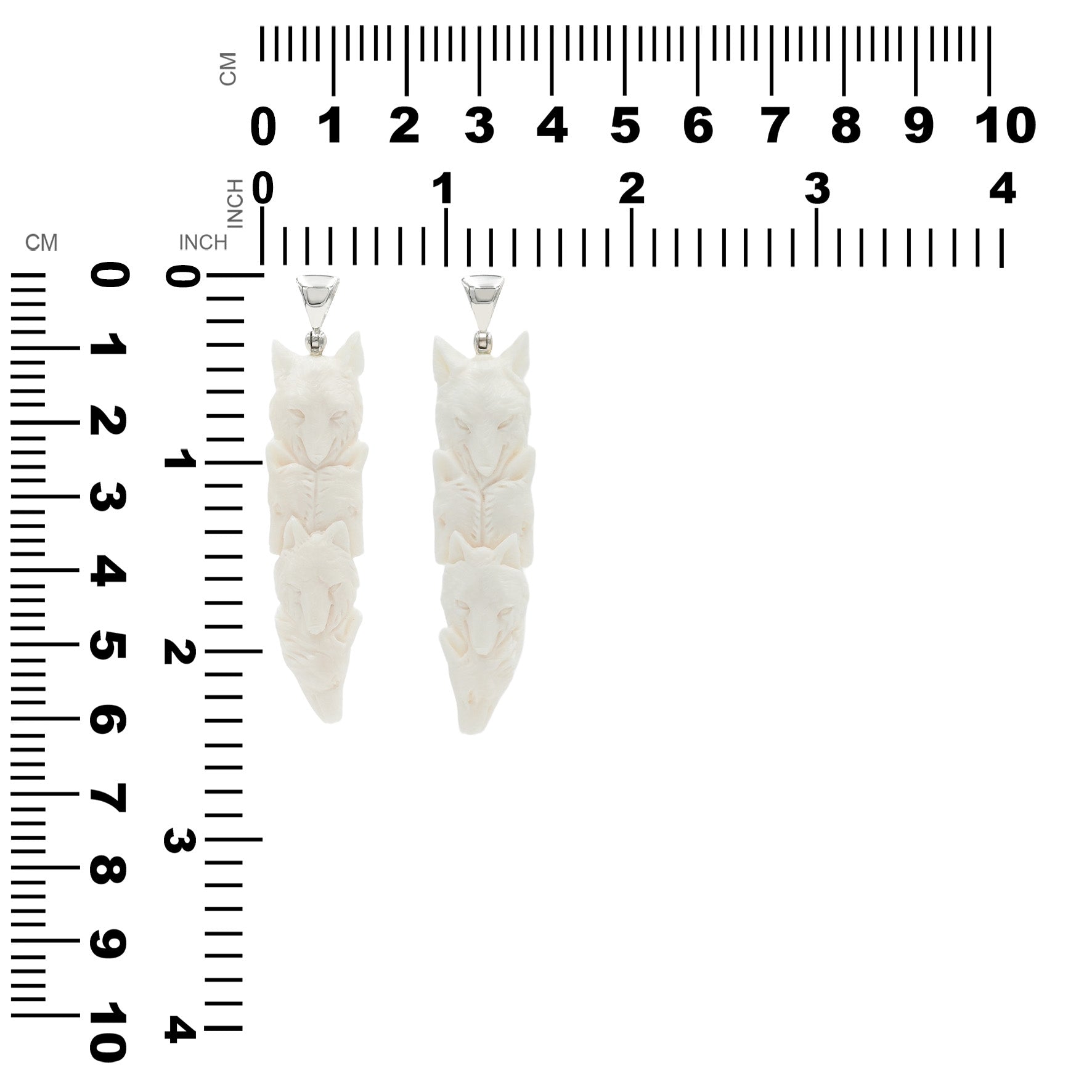 Starborn Carved Buffalo Bone Pendant Five Wolves in Sterling Silver