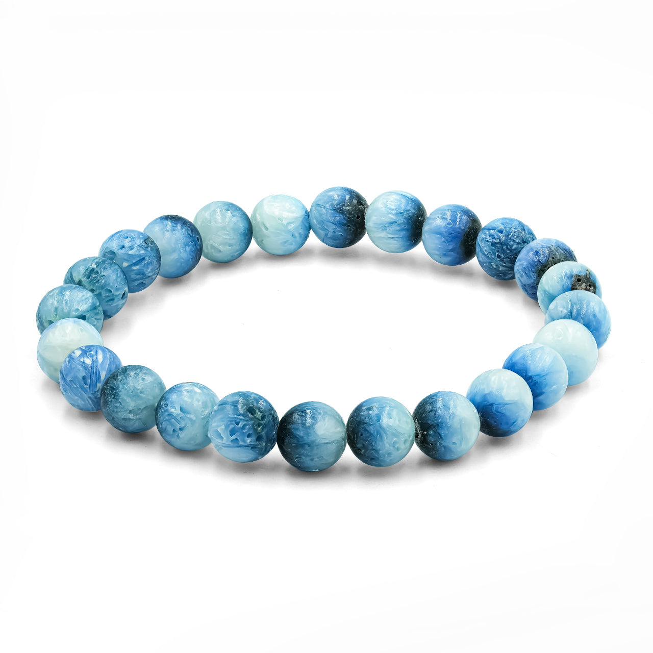 Pulsera elástica con cuentas de glacierita de hielo azul de 8 mm Starborn