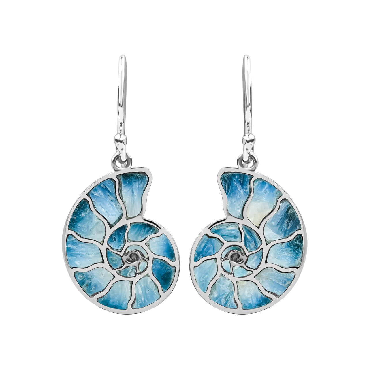 Starborn Ohrring aus Sterlingsilber mit Nautilus-Ammonit und Edelsteineinlage, klein