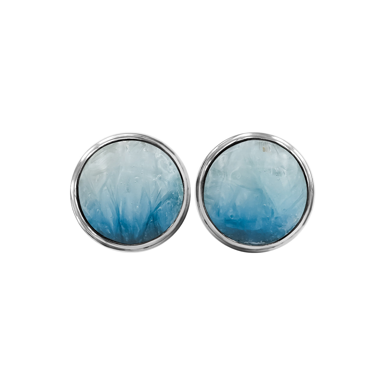 Starborn Gemstone Round 10 mm Double Bezel Set Post Earrings in Sterling Silver