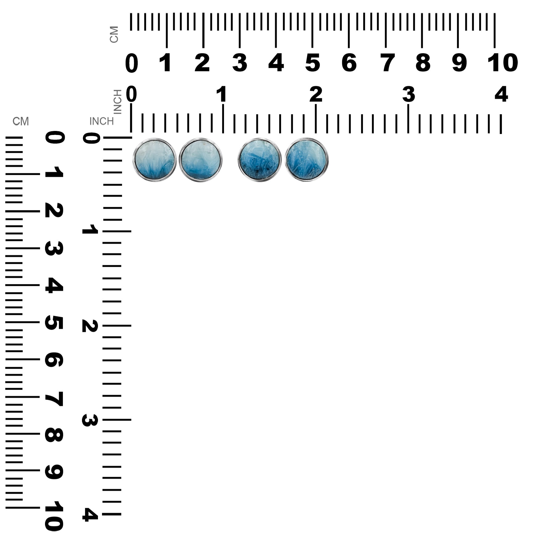 Starborn Blue Ice Glacierite Round 10 mm Double Bezel Set Post Earrings in Sterling Silver