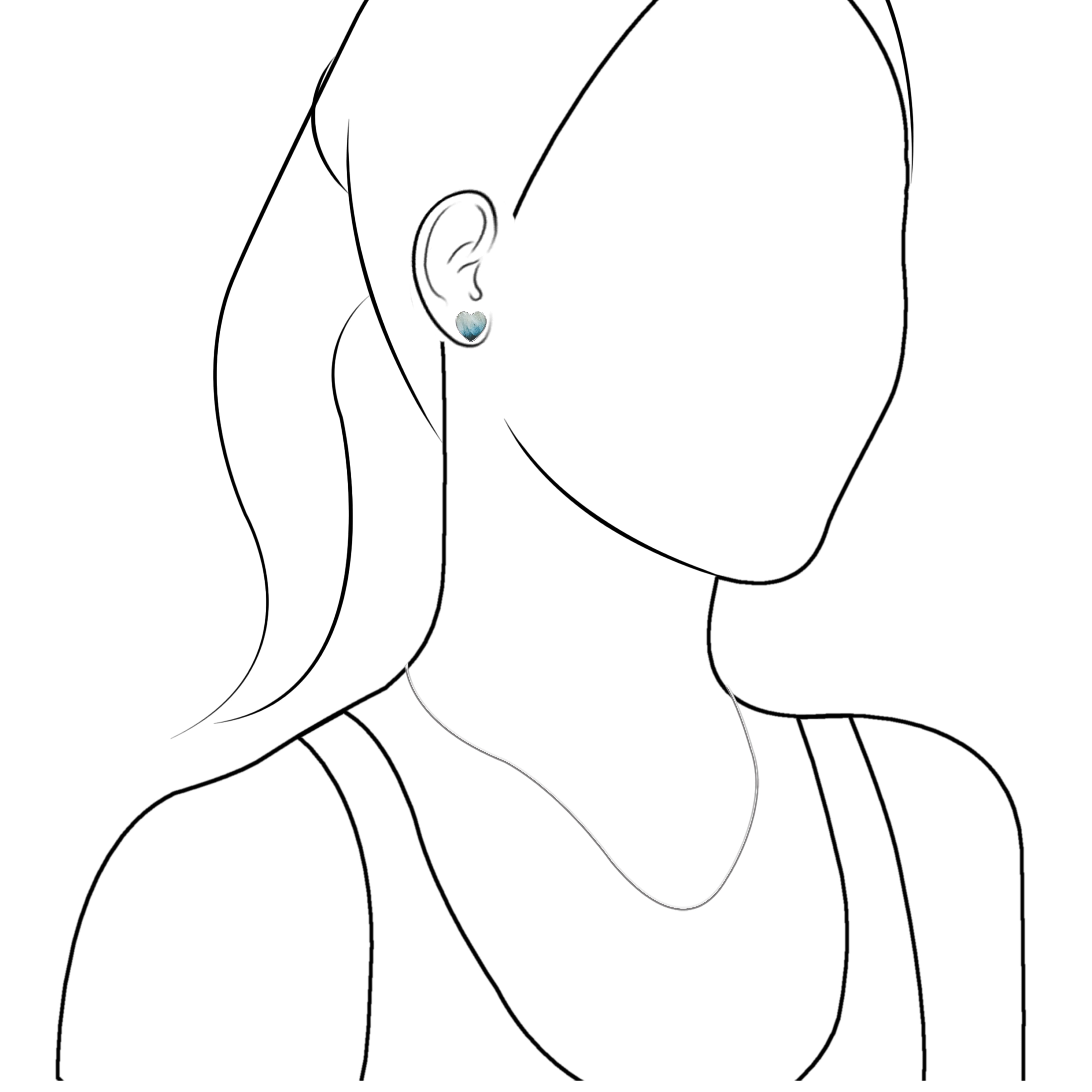 Starborn Heart Blue Ice Glacierite Post Style Earrings in Sterling Silver