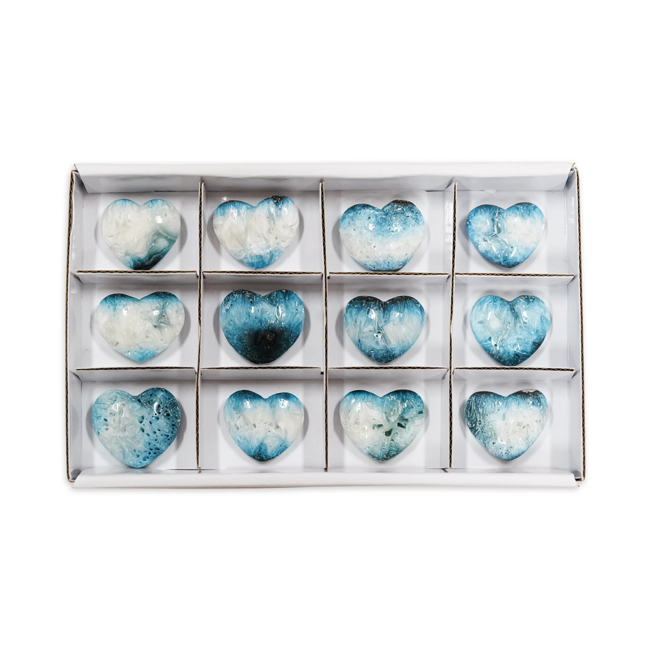 Blue Ice Glacierite Heart Stone 200 grams - 12 pieces