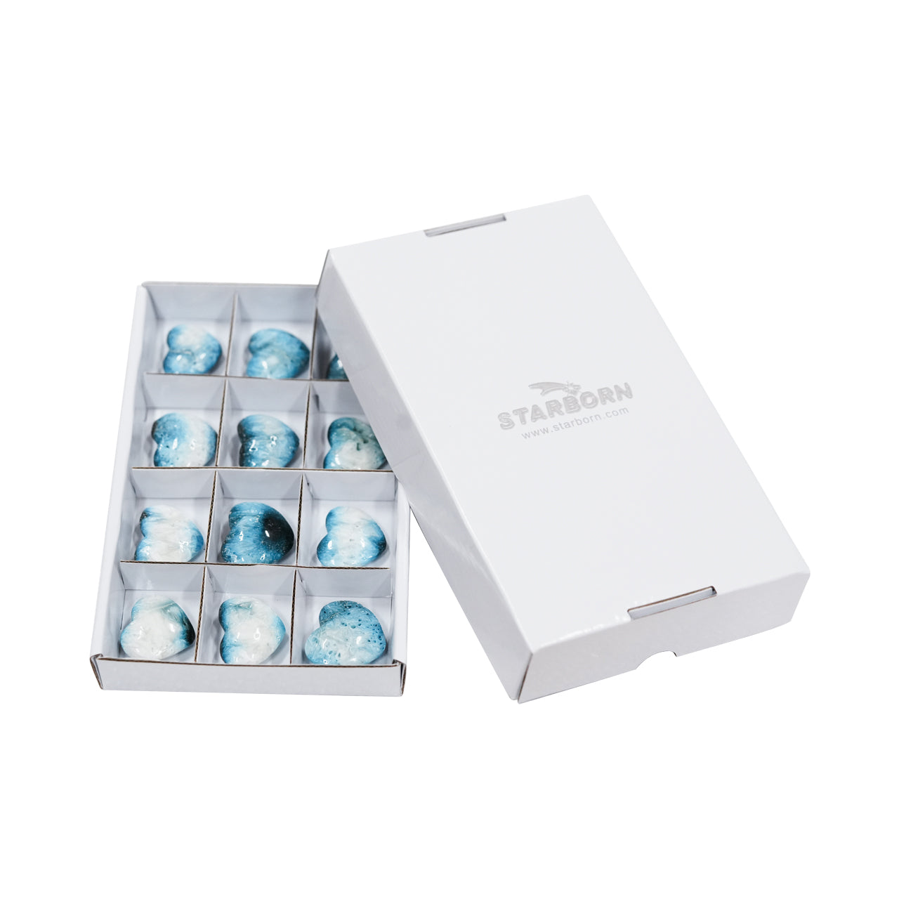 Blue Ice Glacierite Heart Stone 200 grams - 12 pieces