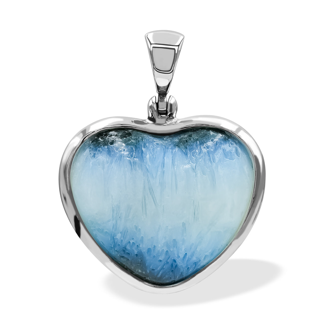 Starborn Blue Ice Glacierite Heart Shaped Pendant in Sterling Silver