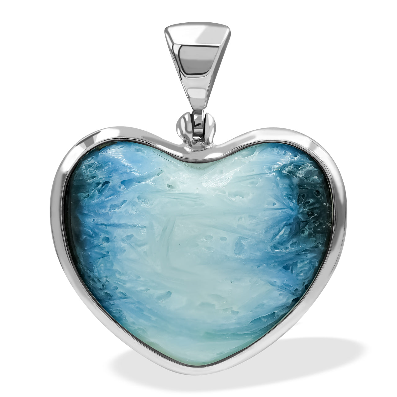 Starborn Blue Ice Glacierite Heart Shaped Pendant in Sterling Silver