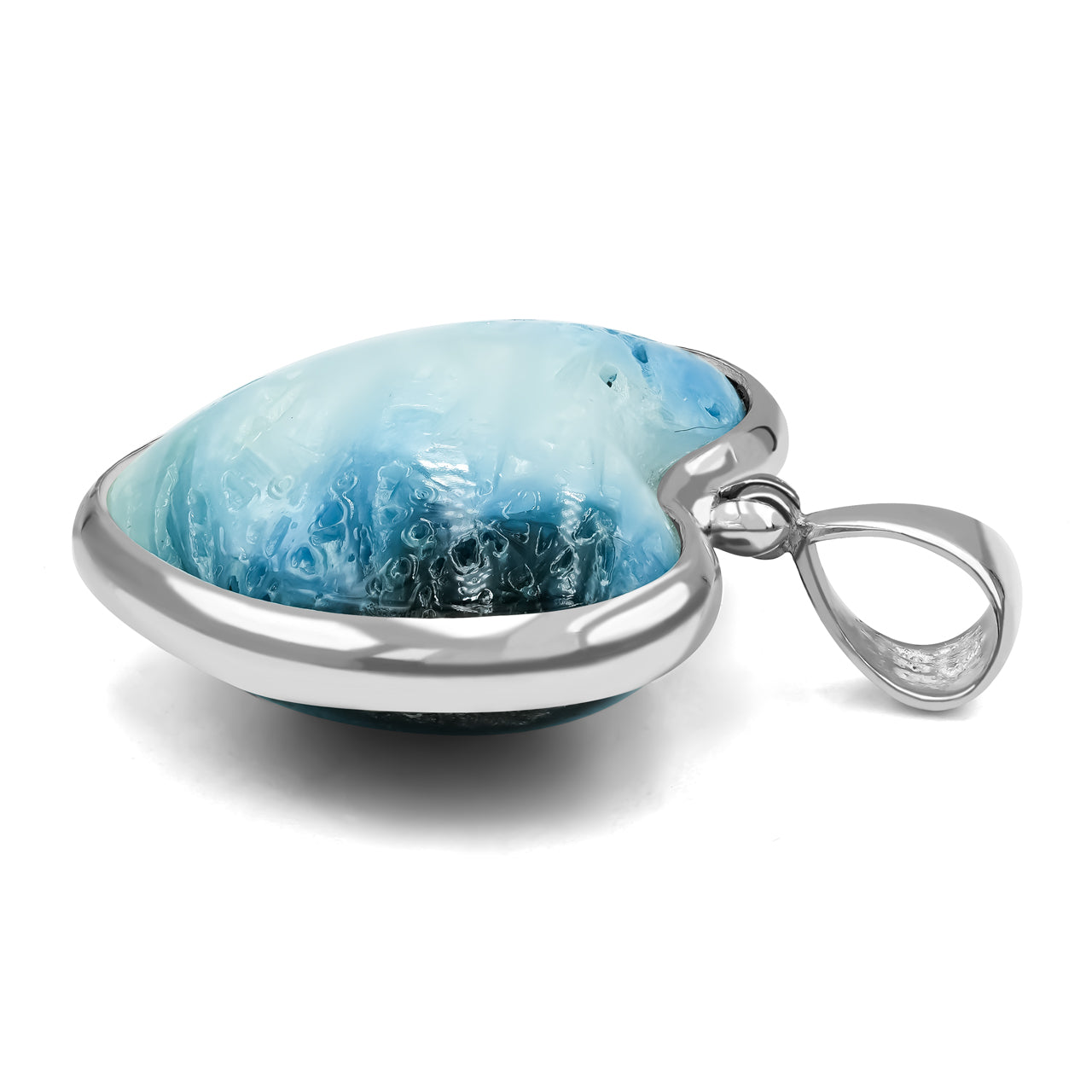 Starborn Blue Ice Glacierite Heart Shaped Pendant in Sterling Silver