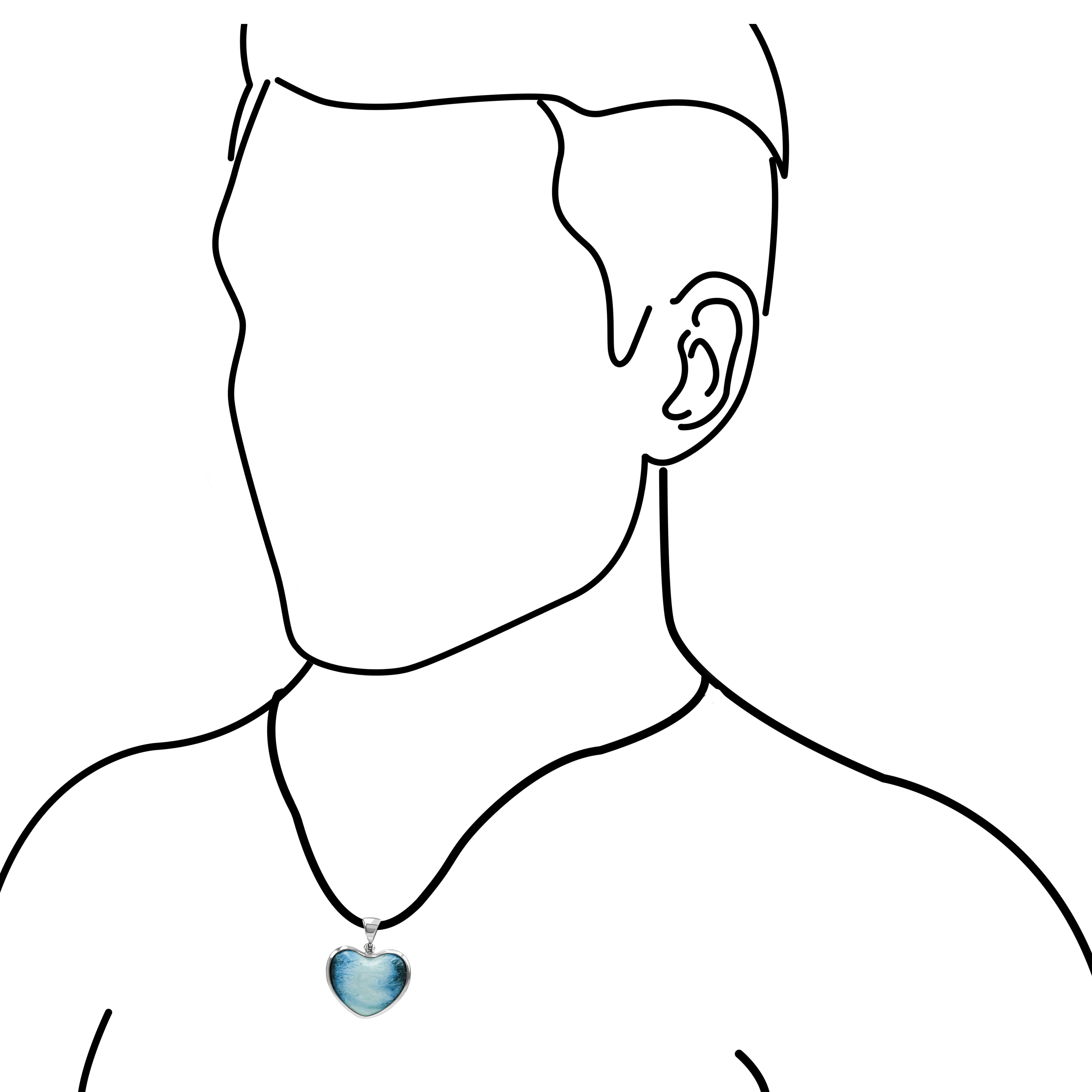 Starborn Blue Ice Glacierite Heart Shaped Pendant in Sterling Silver