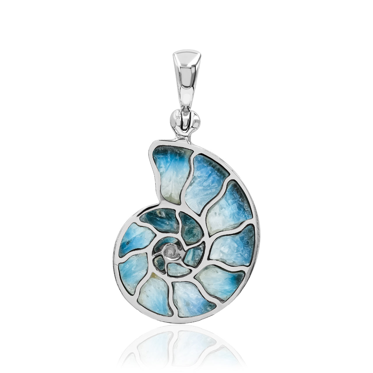 Starborn Gemstones Inlay Nautilus Ammonit Anhänger in Sterling Silber