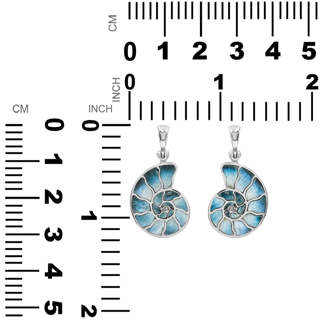 Starborn Gemstones Inlay Nautilus Ammonit Anhänger in Sterling Silber