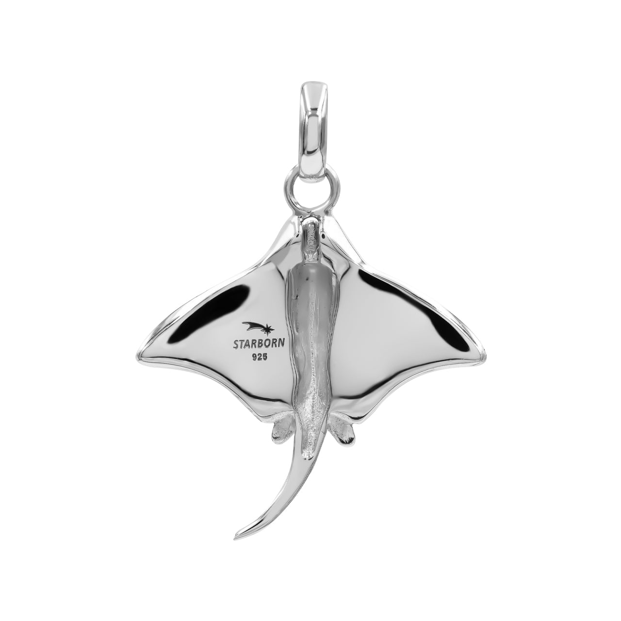 Starborn Blue Ice Glacierite Manta Ray Pendant in Sterling Silver