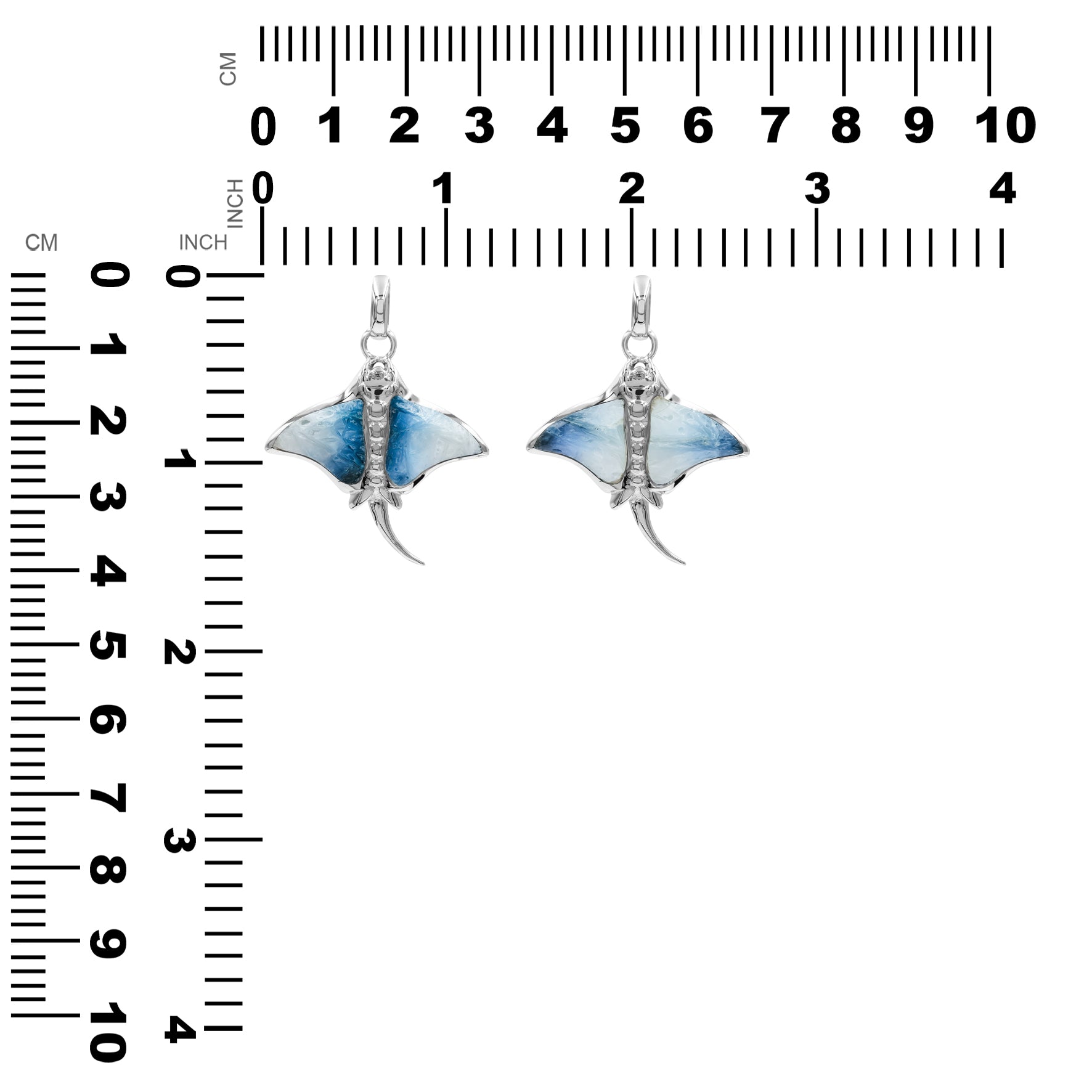 Starborn Blue Ice Glacierite Manta Ray Pendant in Sterling Silver