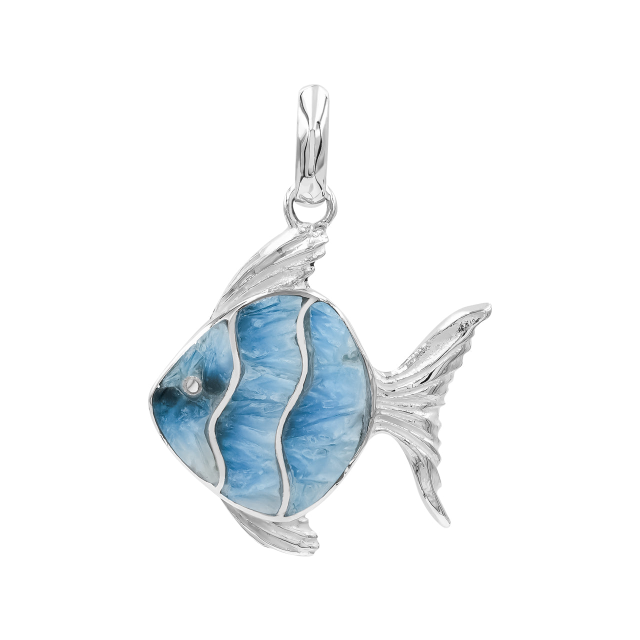 Colgante con forma de pez con incrustaciones de piedras preciosas encantadoras de Starborn en plata de ley