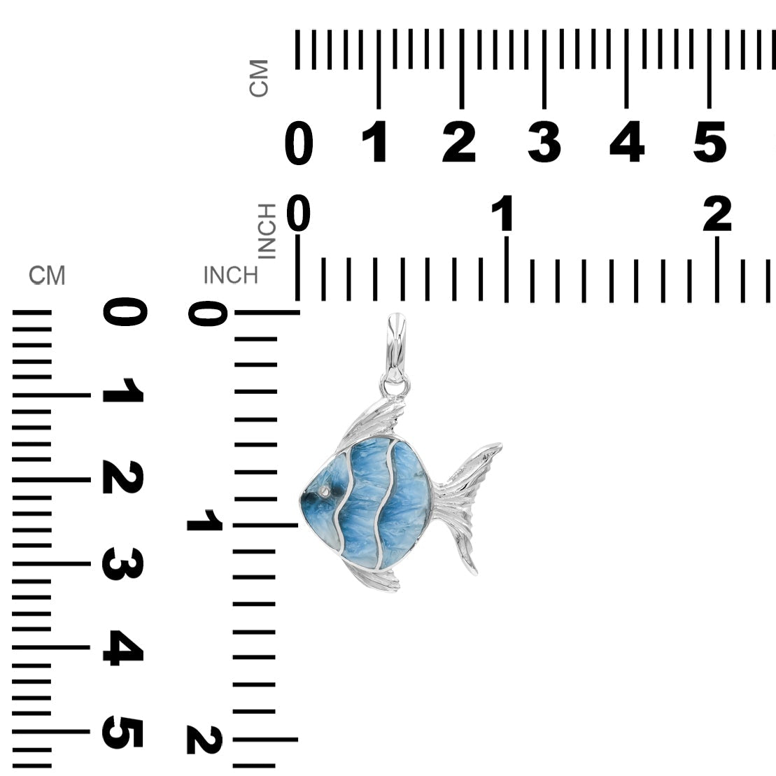 Starborn Blue Ice Glacierite Inlay Fish Pendant in Sterling Silver