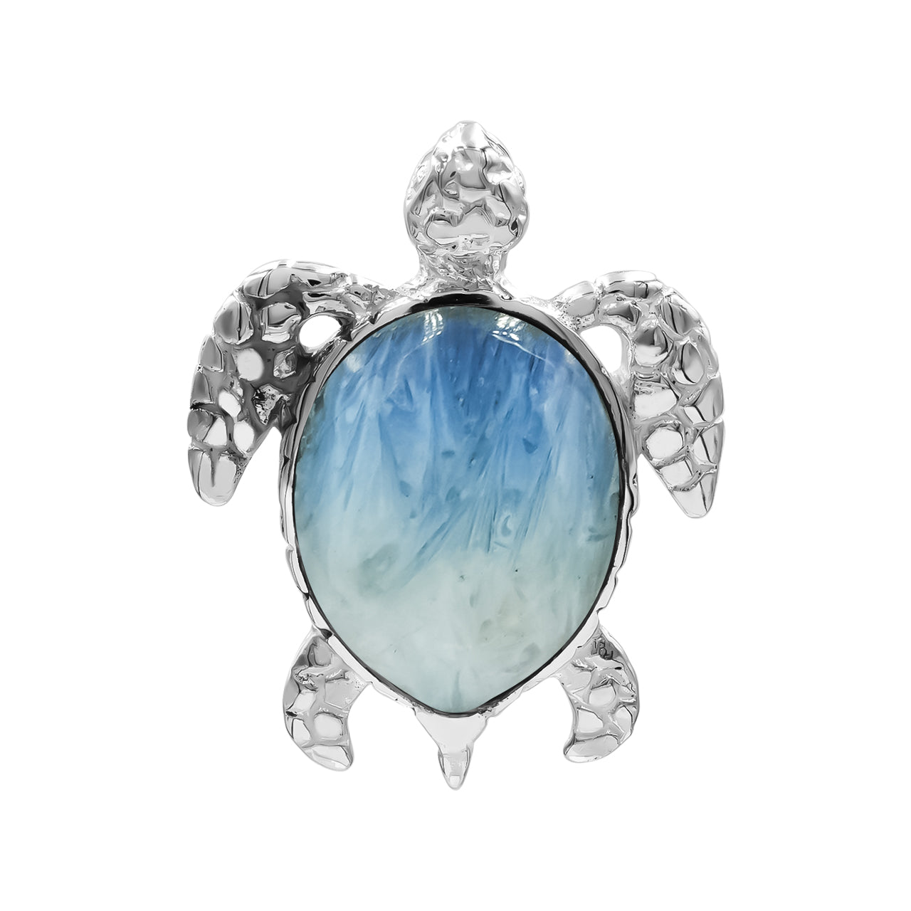 Starborn Blue Ice Glacierite Sea Turtle Pendant in Sterling Silver