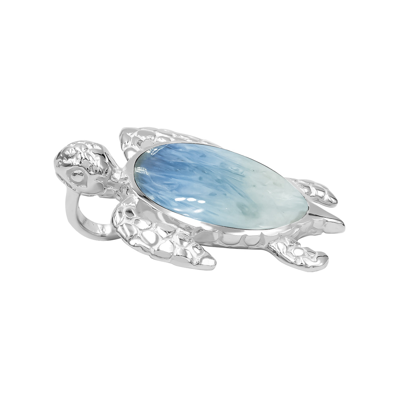 Starborn Blue Ice Glacierite Sea Turtle Pendant in Sterling Silver