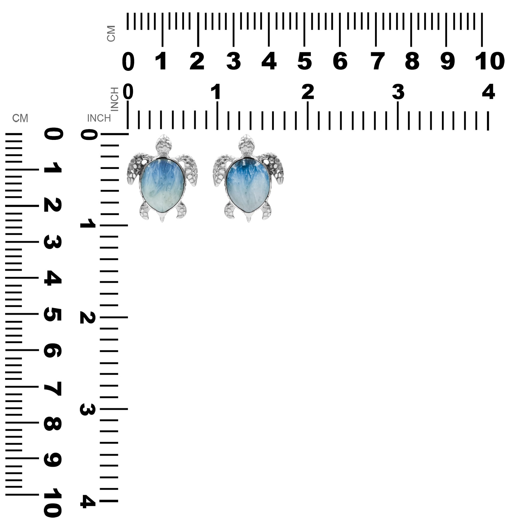 Starborn Blue Ice Glacierite Sea Turtle Pendant in Sterling Silver