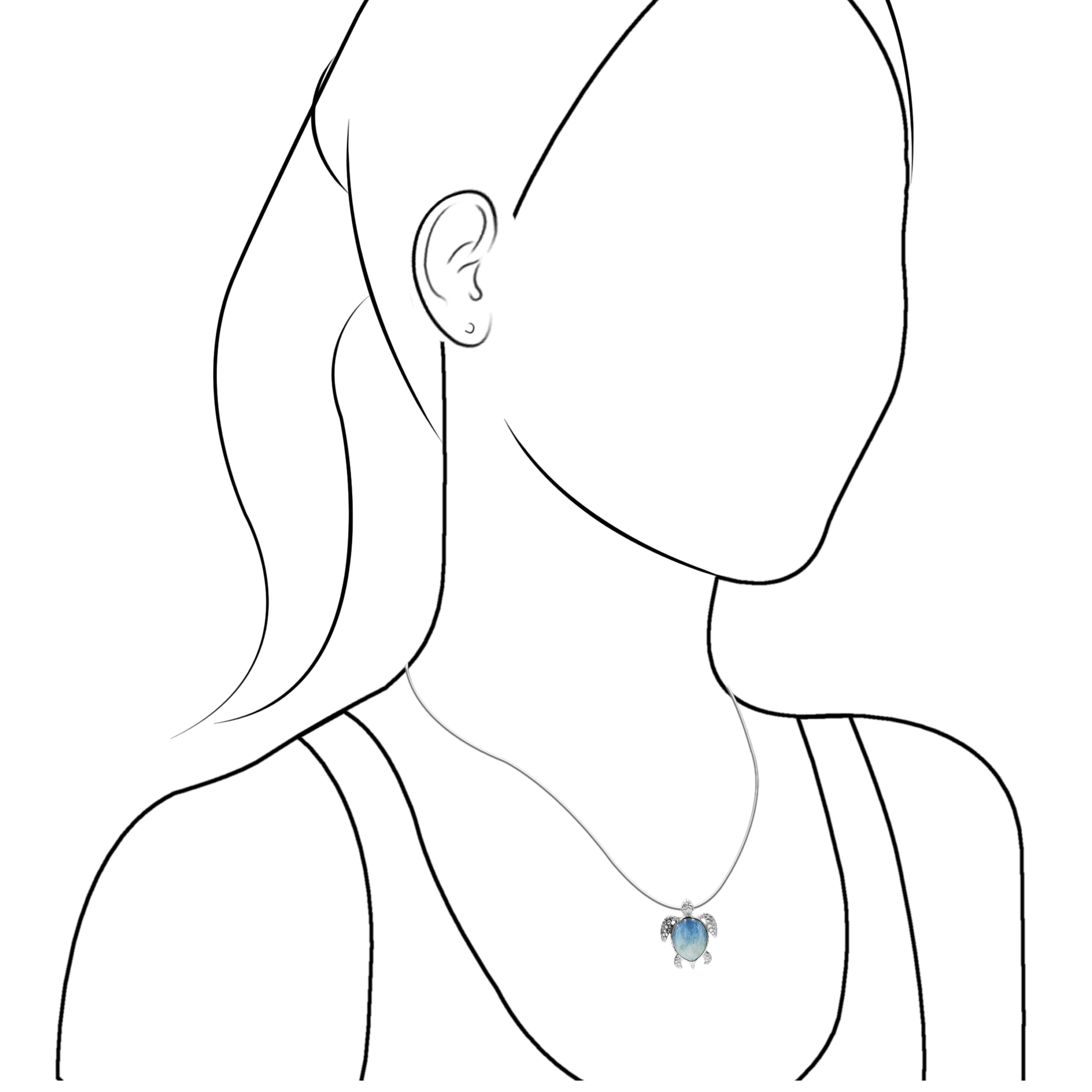 Starborn Blue Ice Glacierite Sea Turtle Pendant in Sterling Silver