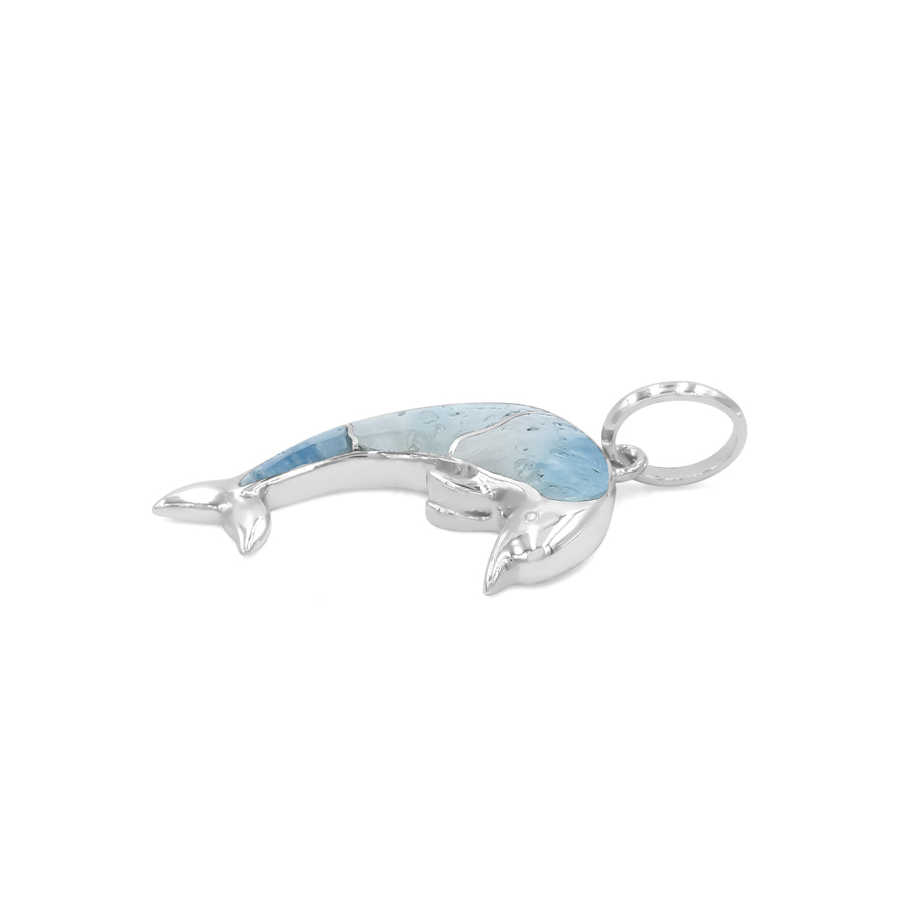Starborn Gemstone Inlay Dolphin Pendant in Sterling Silver