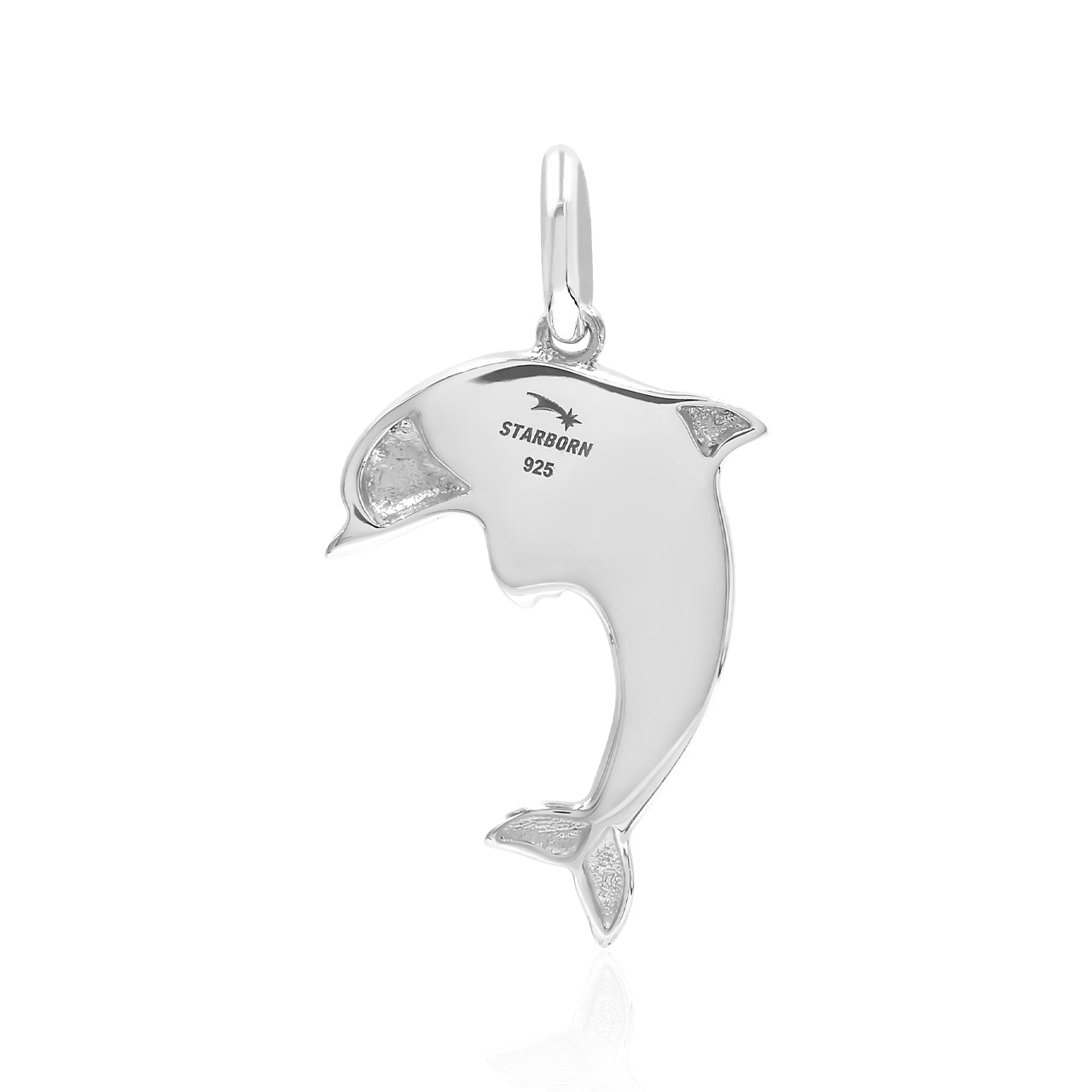 Starborn Gemstone Inlay Dolphin Pendant in Sterling Silver