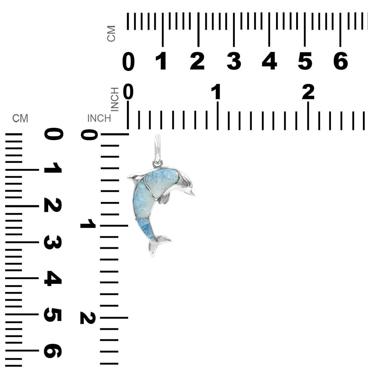 Starborn Gemstone Inlay Dolphin Pendant in Sterling Silver