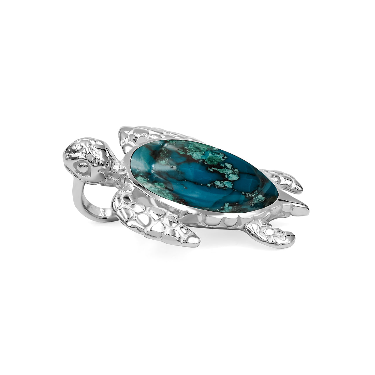 Starborn Chilean Blue Opal Sea Turtle Pendant in Sterling Silver