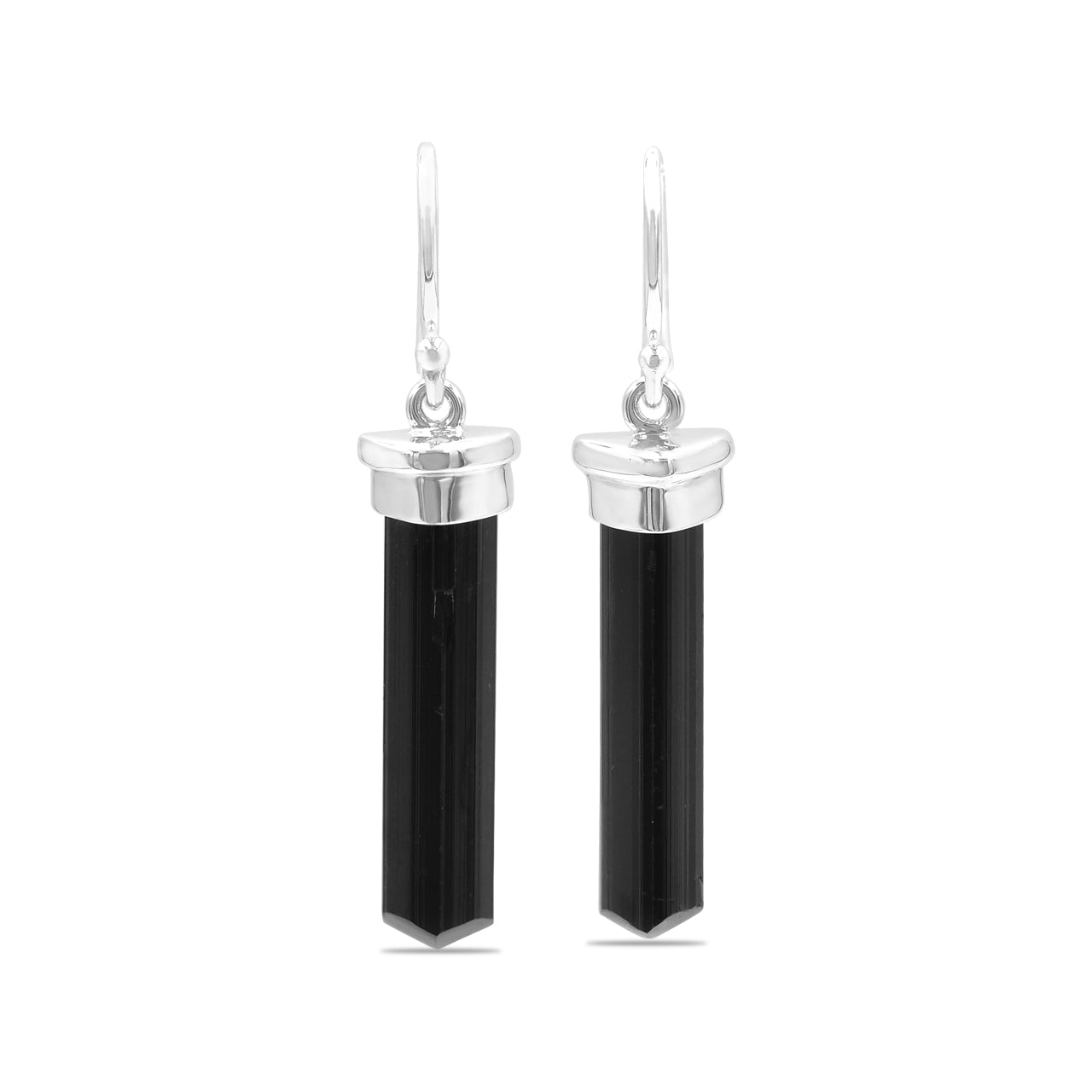 Starborn Black Tourmaline Crystal Cap Set Earrings in Sterling Silver