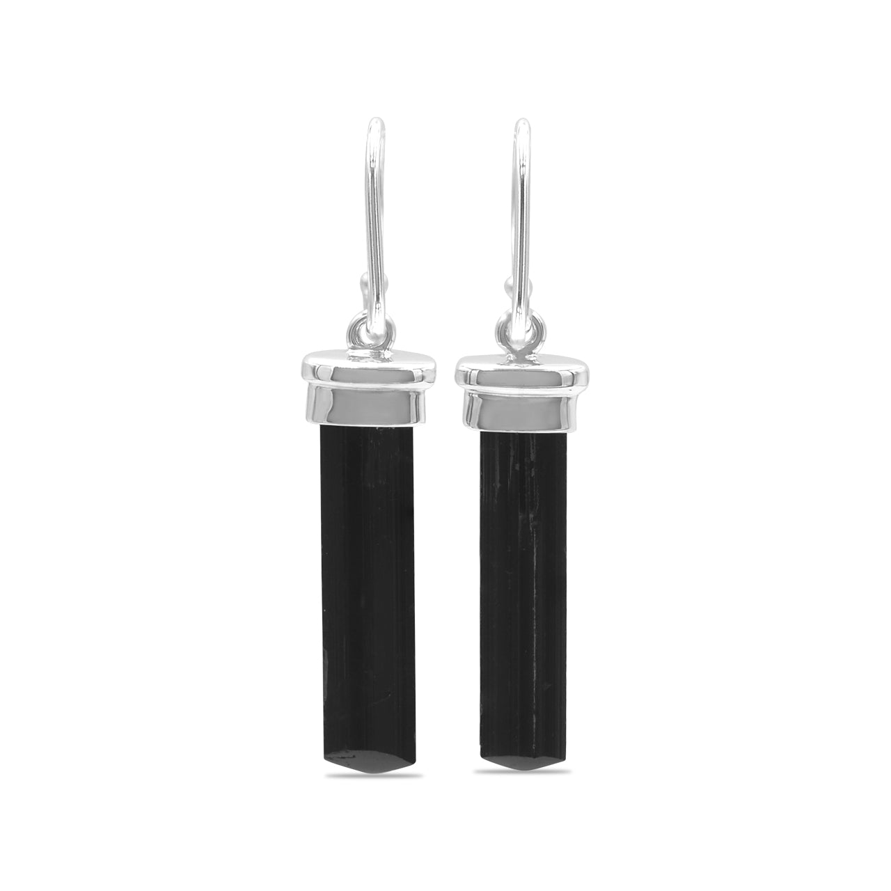 Starborn Black Tourmaline Crystal Cap Set Earrings in Sterling Silver