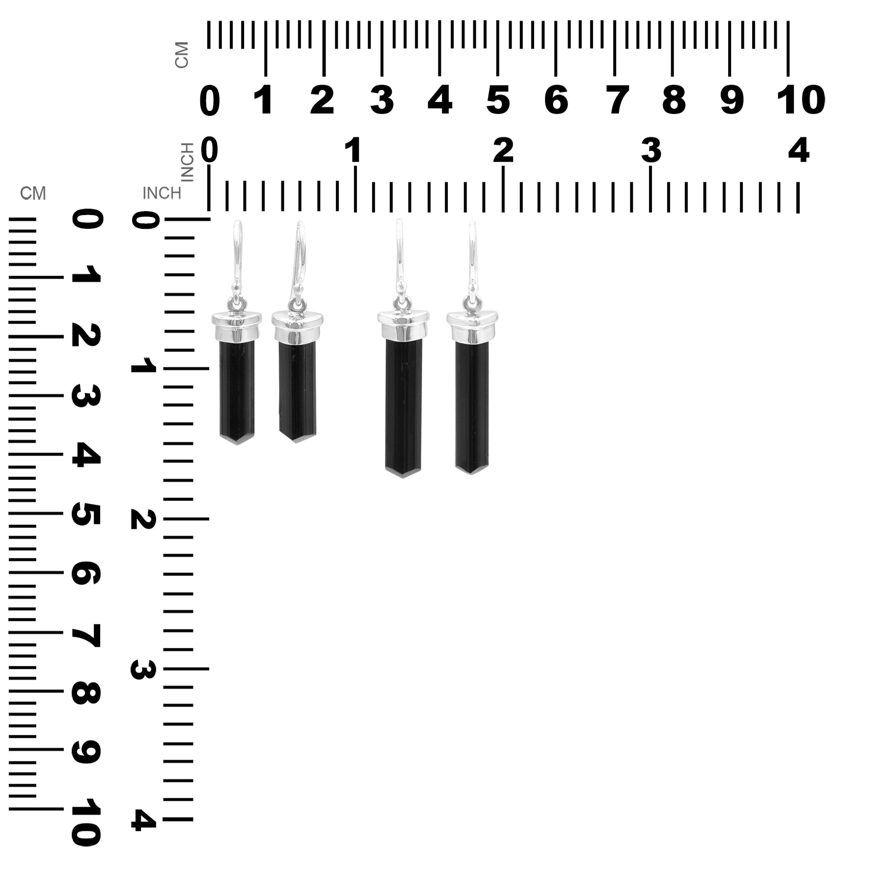 Starborn Black Tourmaline Crystal Cap Set Earrings in Sterling Silver
