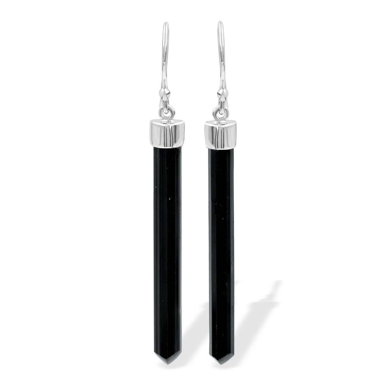 Starborn Black Tourmaline Crystal Cap Set Earrings in Sterling Silver