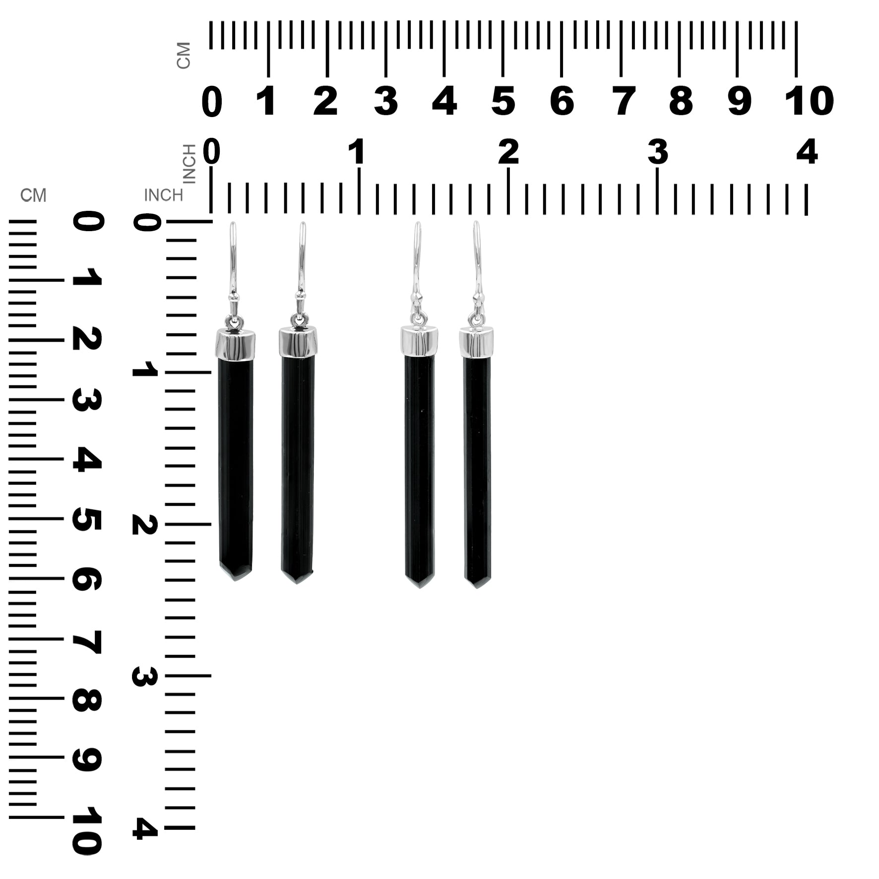 Starborn Black Tourmaline Crystal Cap Set Earrings in Sterling Silver