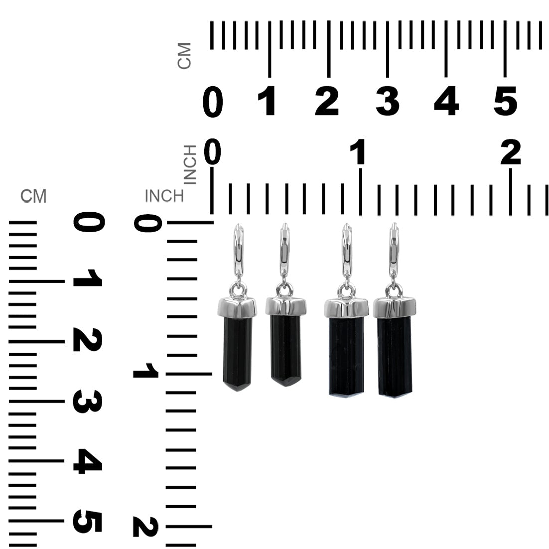 Pendientes de aro pequeños de 7,5 mm con cristal de turmalina negra natural Starborn en plata de ley - Pequeños