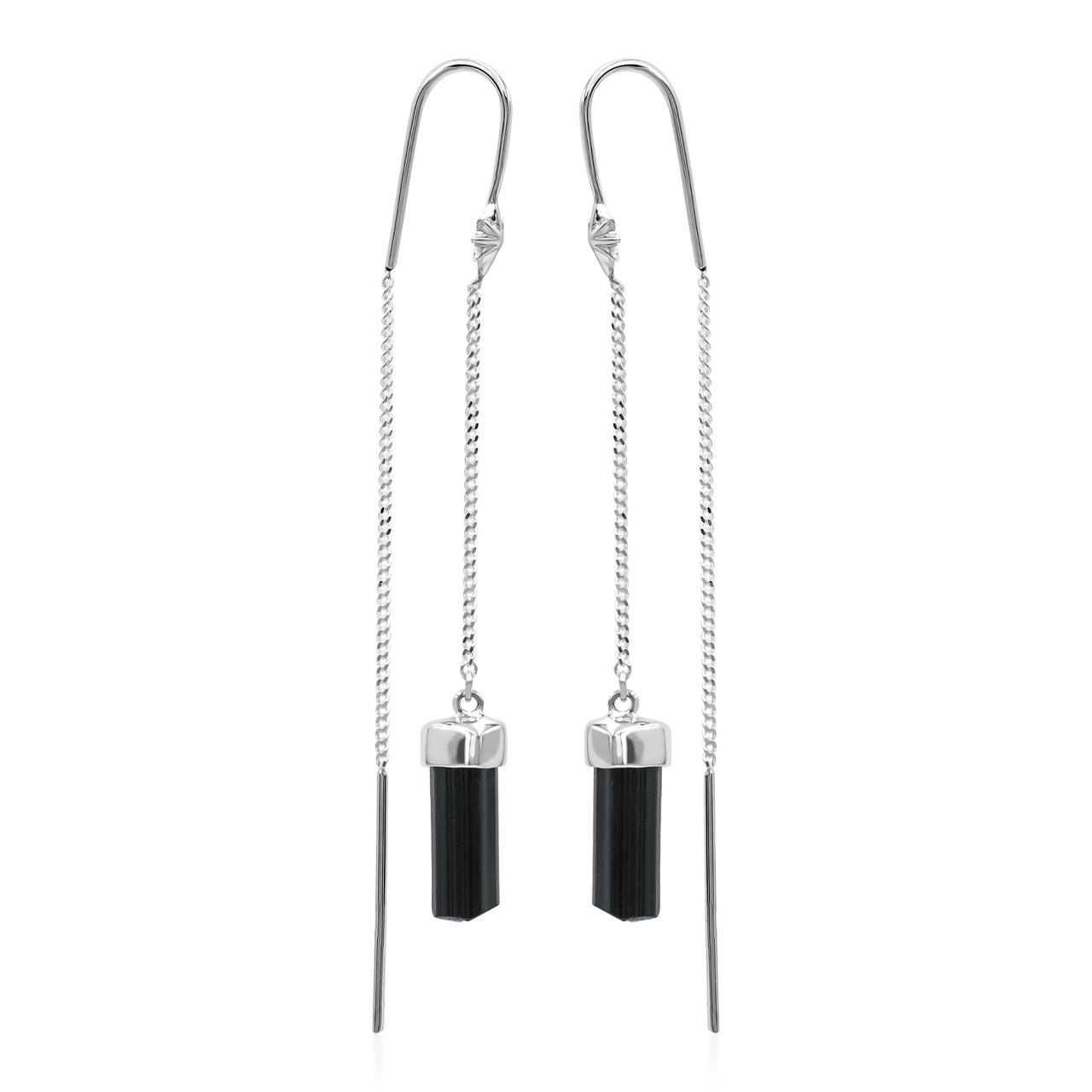 Starborn Tourmaline Crystal Threader Earring with Star Accent in Sterling Silver