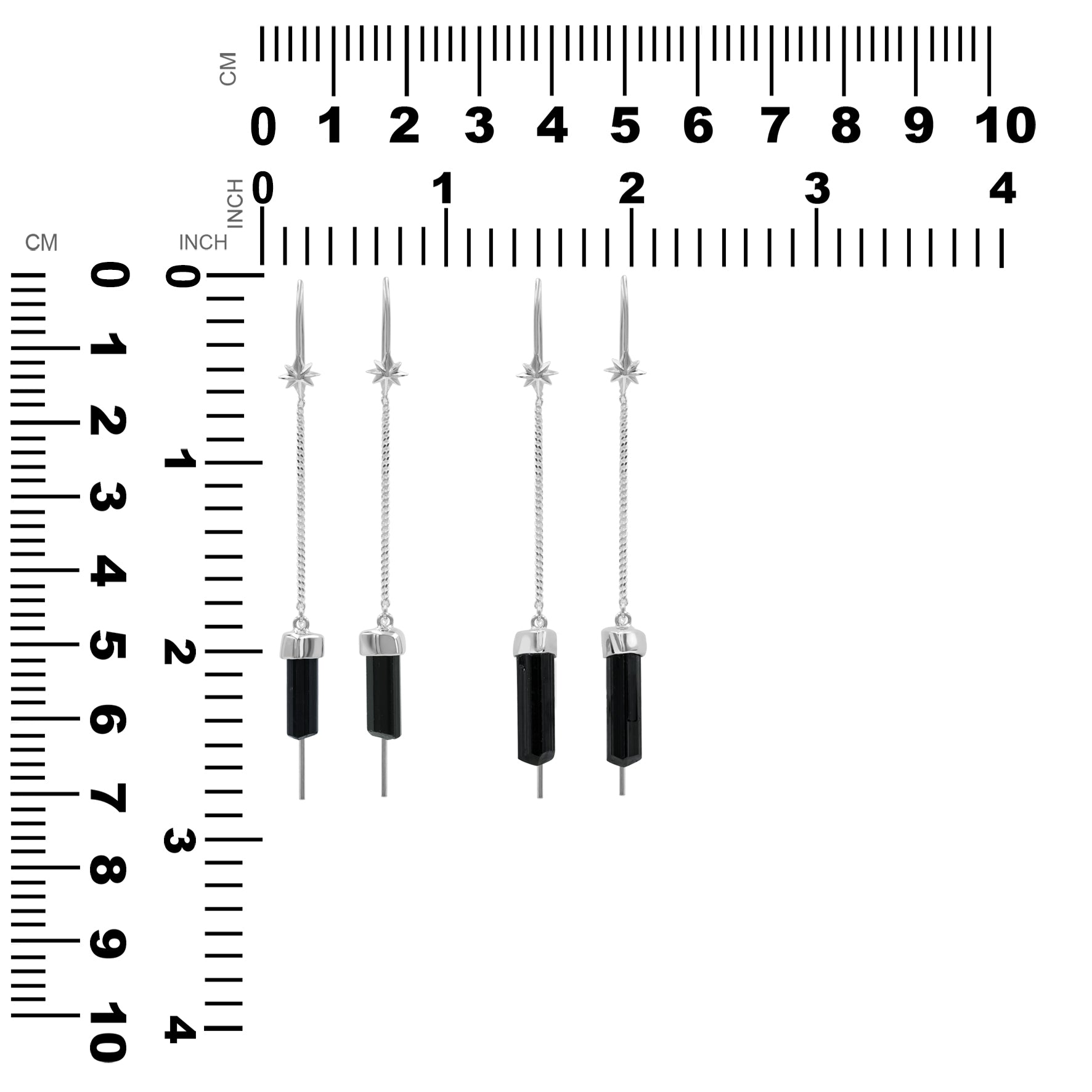 Starborn Tourmaline Crystal Threader Earring with Star Accent in Sterling Silver