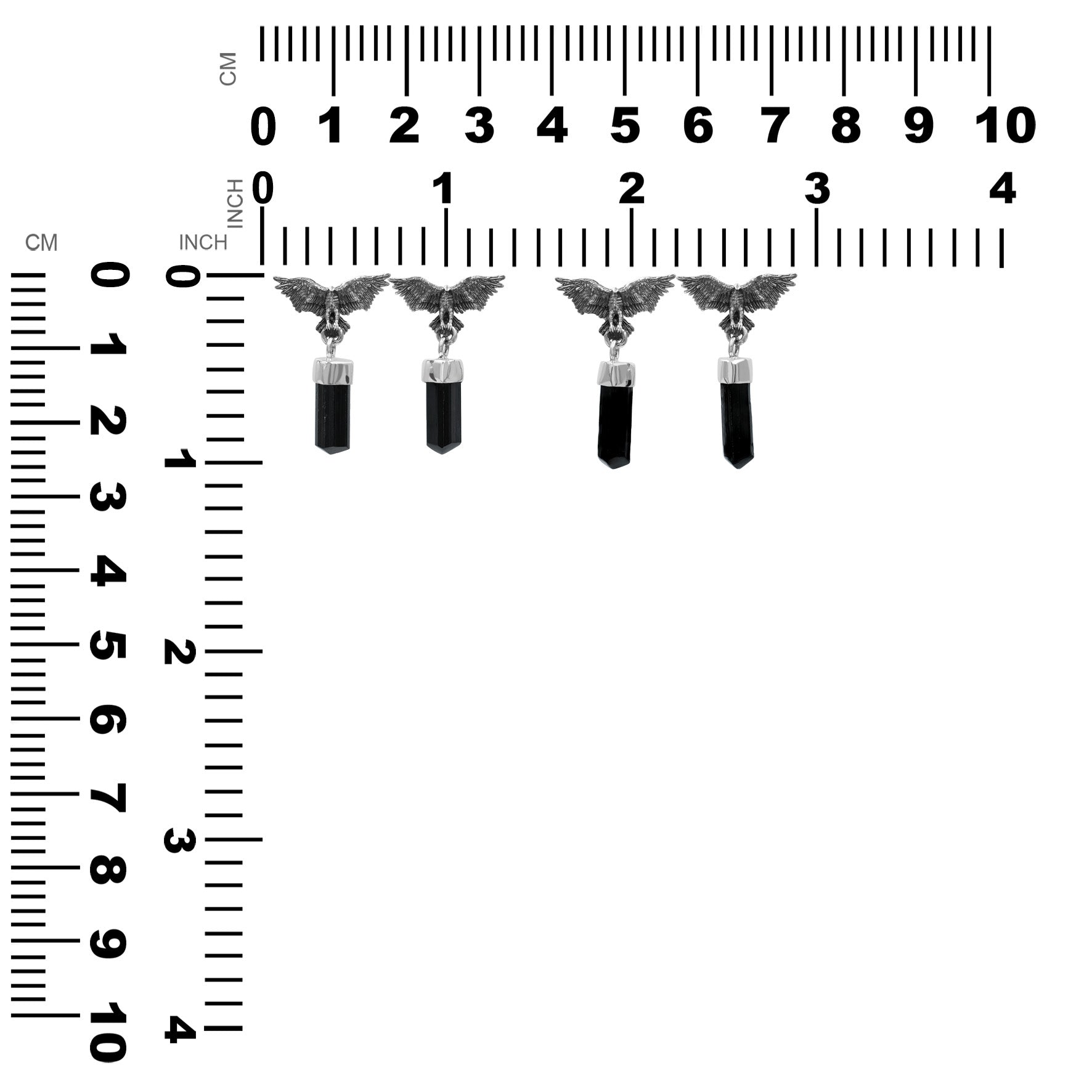 Starborn Black Tourmaline Crystal in Sterling Silver Eagle Earrings