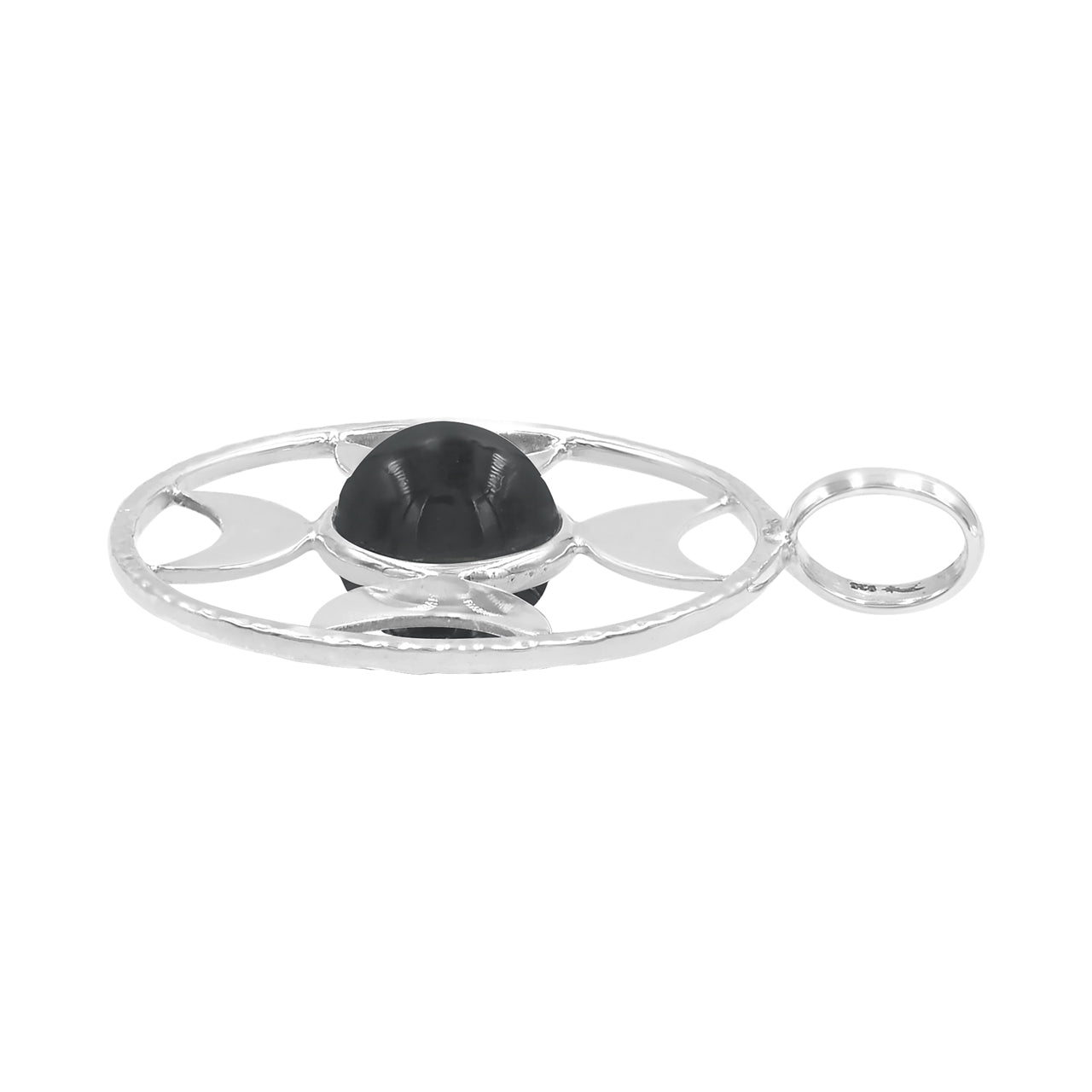 Starborn Directional Crescent Moon Sphere Pendant in Sterling Silver - Large