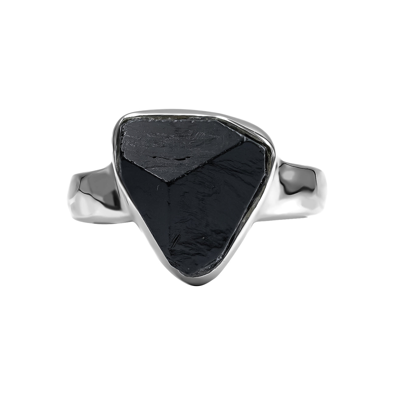 Starborn Black Tourmaline Crystal Freeform Ring in Sterling Silver