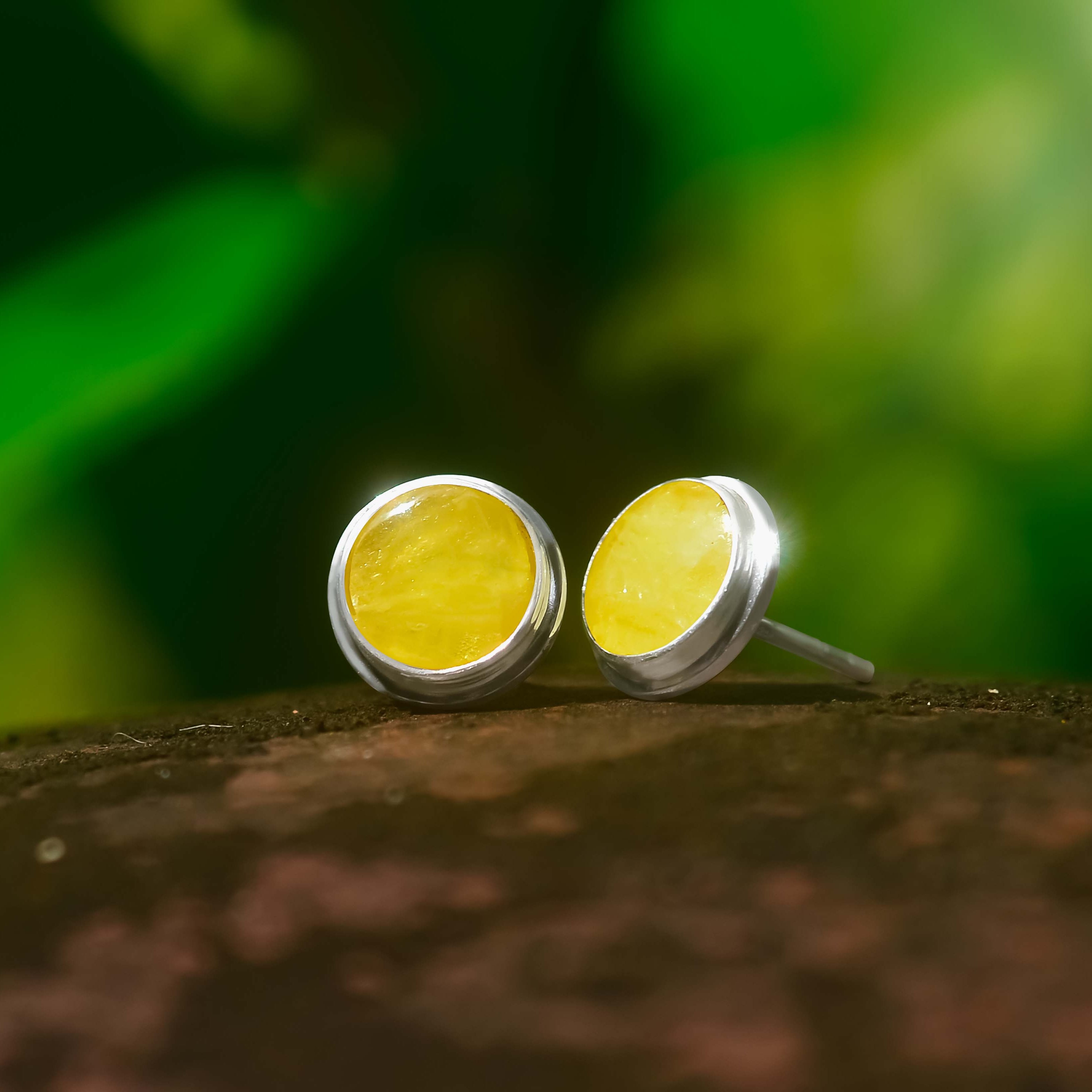 Starborn Genuine Round Brucite Post Earrings in Sterling Silver